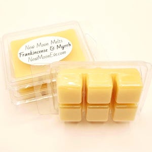 Pastillas de cera de abeja con incienso y mirra: Para cualquier quemador de cera, vertidas a mano, opción de fragancia sin llama de larga duración.