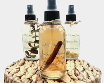 Powdery Sandalwood Non-Toxic Bed & Linen Spray / Allergy Friendly / Safe on Fabric and Clothes / Good for Car and Office / Add Home Decor