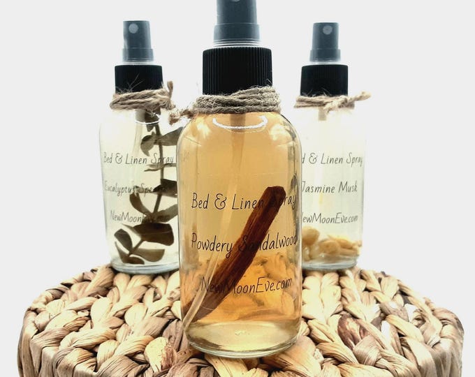 Powdery Sandalwood Non-Toxic Bed & Linen Spray / Allergy Friendly / Safe on Fabric and Clothes / Good for Car and Office / Add Home Decor