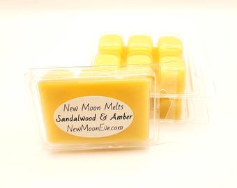 Sandalwood & Amber Beeswax Melts: For Any Wax Burner, Hand-Poured, Long-lasting Flameless Scent Option