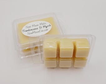 Frankincense & Myrrh 100% Beeswax Melts / Made for Any Wax Burner / Long-Lasting Cubes / Hand-Poured / No Dye Added / Flameless Scent Option