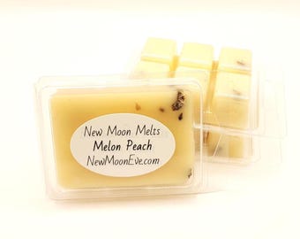 Melon Peach Beeswax Melts: For Any Wax Burner, Hand-Poured, Long-lasting Flameless Scent Option