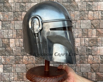 Beskar Mando Helmet Mandaloriann Helmet Cosplay Prop Mandalorian Armor Din Djarin's Helmet for Cosplay with Free Display Stand