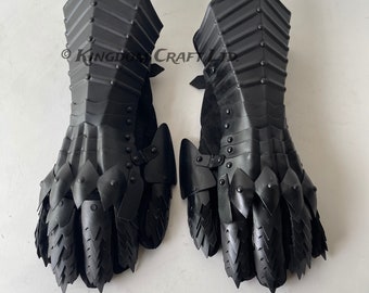 Guanteletes medievales - Guanteletes negros, guantes de armadura de acero, regalo para él