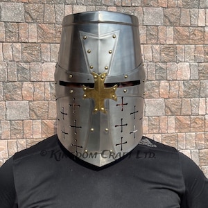 Special Crusader Templar Knight Helmet Medieval Knight Helmet with Free Display Stand Gift for Him