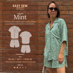 Mint Costume digital pattern pdf | EU 42 | L | RUS 48 | Instant Download | Women Summer Set