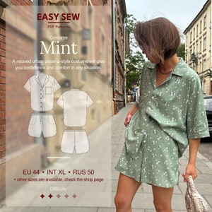 Mint Costume digital pattern pdf | EU 44 | XL | RUS 50 | Instant Download | Women Summer Set