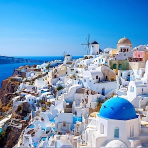 watercolor painting of Mykonos, Greece