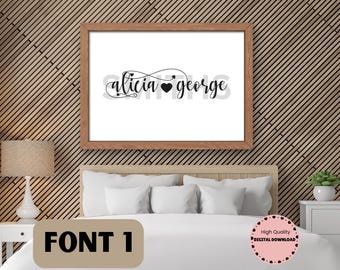 Personalized Couple Name Wall Art | Custom Names Printable | Modern Minimalist Print