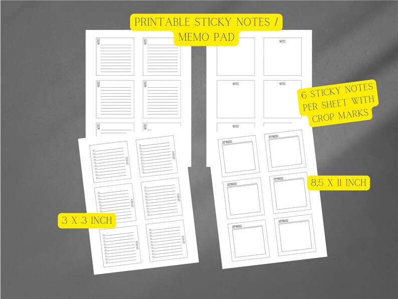 Sticky Notes Without Signing In Printable Sticky Notes, Printable Memo Pad - Etsy