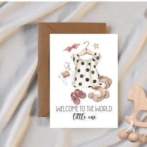 Nouvelle carte de bébé imprimable, petite fille, carte numérique, téléchargement immédiat, carte de voeux de baby shower