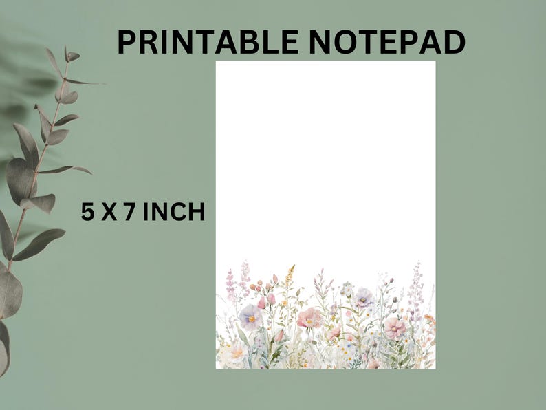 Fancy Notepad Pdf Wildflower Printable Notepad, Lined and Unlined (PDF & JPG) - Etsy