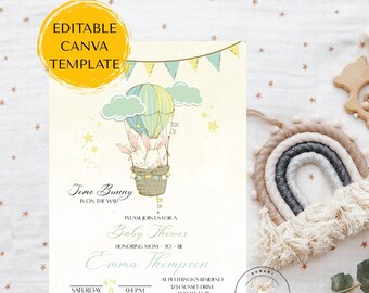 Bunny Baby Shower Bundle: Editable Canva Templates (Digital Download