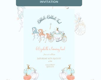 Invito di compleanno a tema fiaba - Principessa / Invito per festa a tema principessa modificabile (modello Canva)