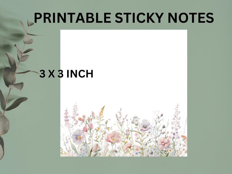 Printable Sticky Notes, Printable Memo Pad, Wildflower - Etsy