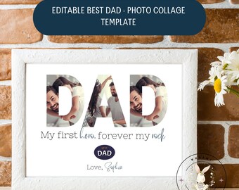Collage de fotos para el Día del Padre • Plantilla de Canva para crear tú mismo (Descarga digital)