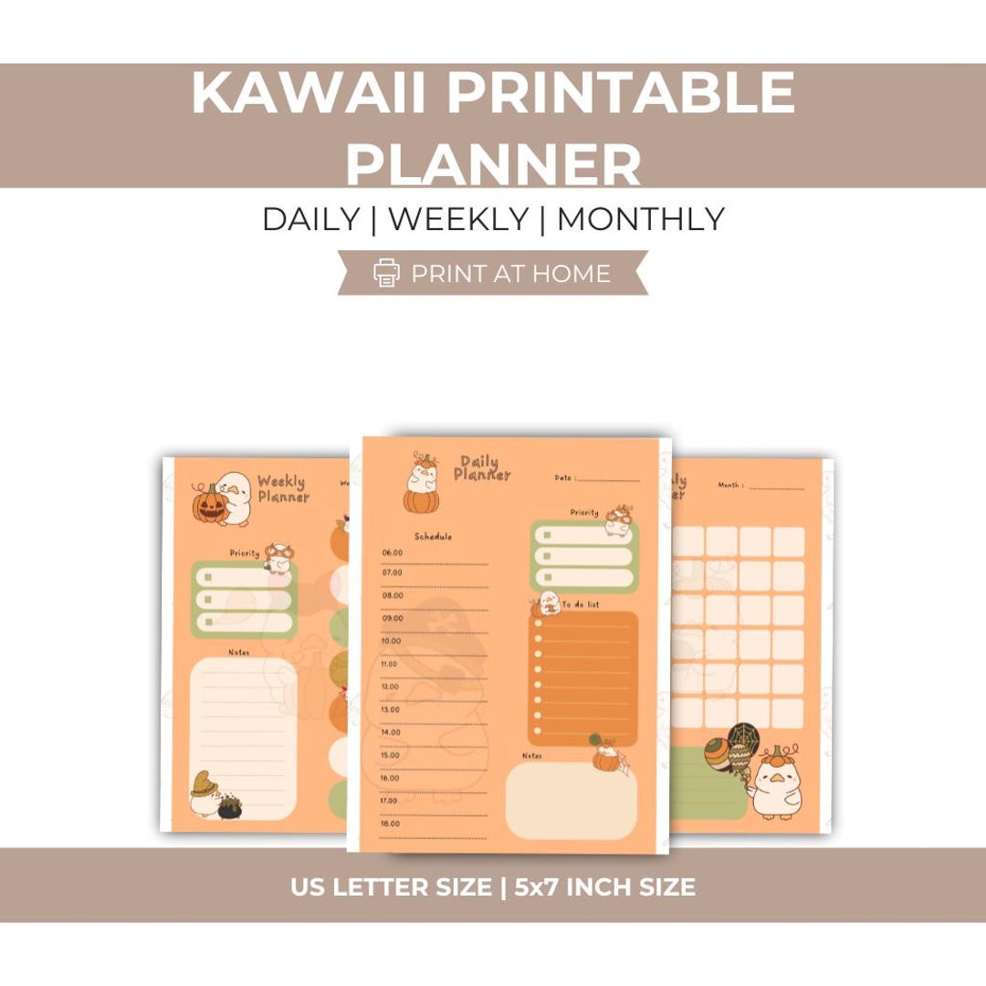 Kawaii Printable Halloween Duck Daily Planner - Etsy