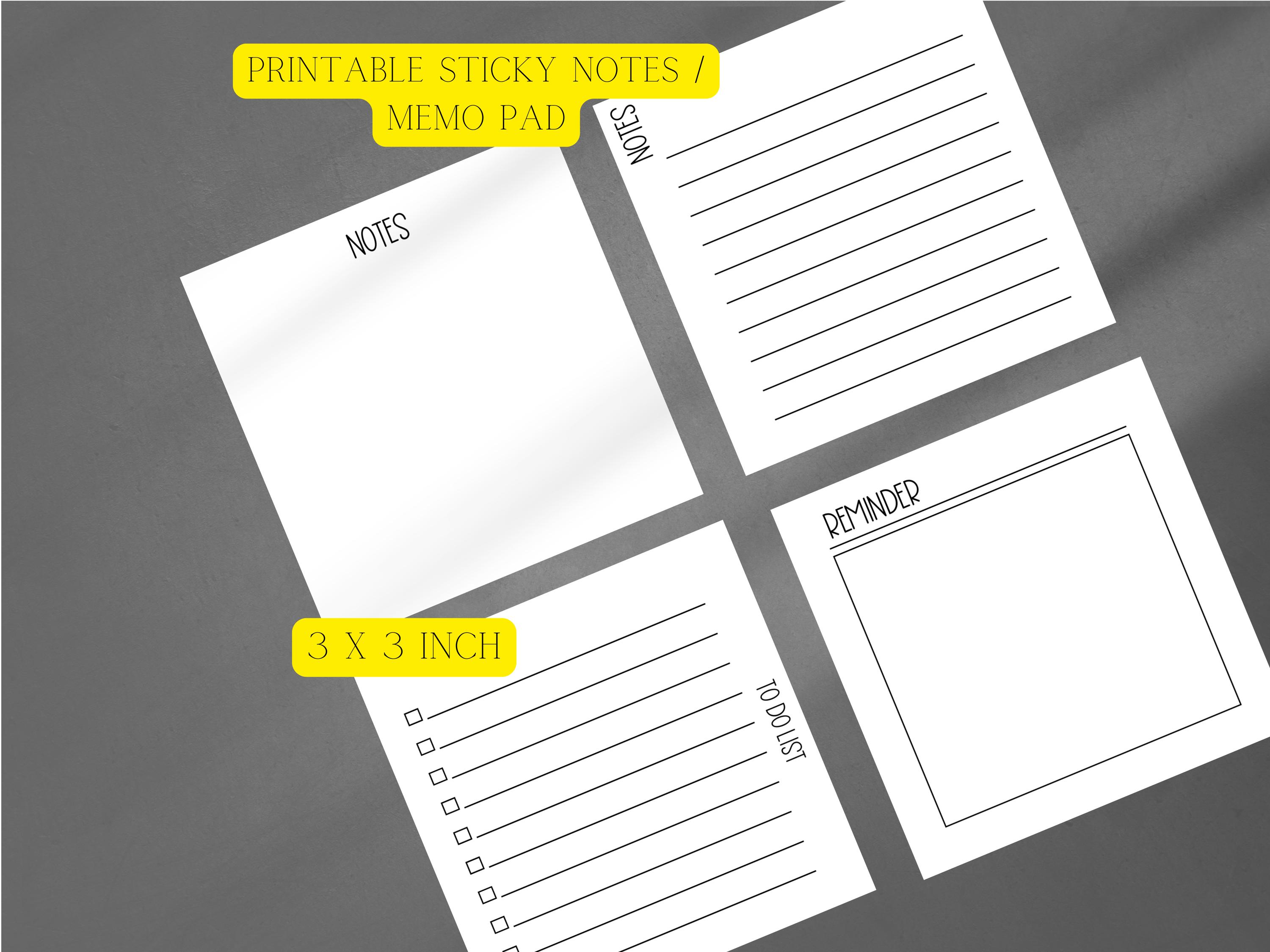 Sticky Note Memo Sample Printable Sticky Notes, Printable Memo Pad - Etsy