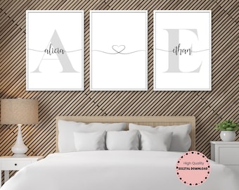 Personalized Couple Name Wall Art Print | Custom Names Printable | Minimalist Couples Décor