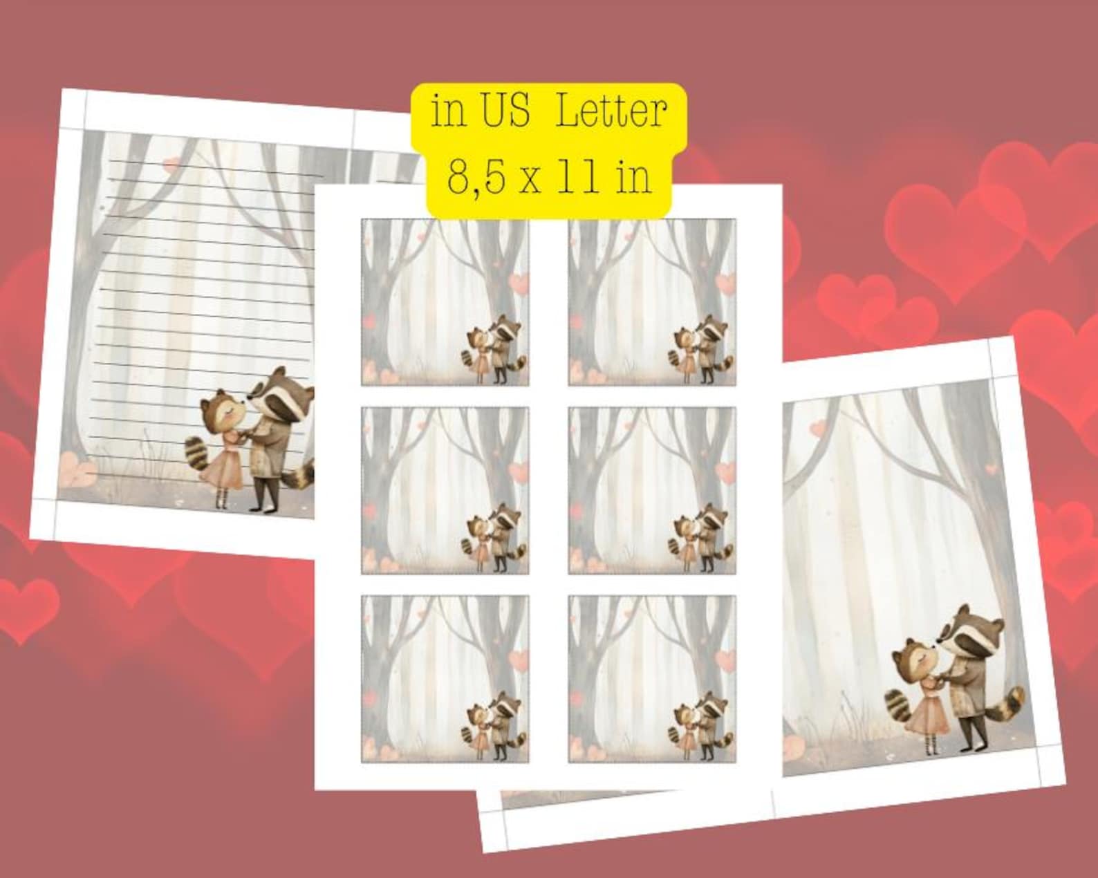 Printable Notepad & Sticky Notes, Printable Stationery, Valentine ...