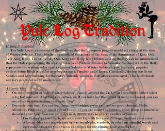 YULE Log Tradition Ritual, Instant Download, Magic WaND, Book of Shadows, Book of Secrets, Glamerie Pages