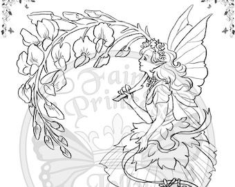 COLORING Page FAIRYBLOSSOM FAIRY - Instant Download - Coloring Book - Flower Fairy