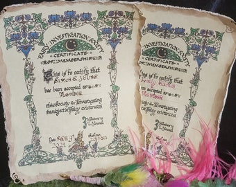 AUTHENTIC FAIRY INVESTIGATION SoCIETY Certificate of Membership, Gilded, Your Name in Calligraphy
