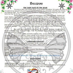Páginas de la Rueda de las Estaciones del Taller Mágico de BELTANE, Descarga Instantánea Hedgecraft, Glamerie, Libro de las Sombras, An Leabhar BoS