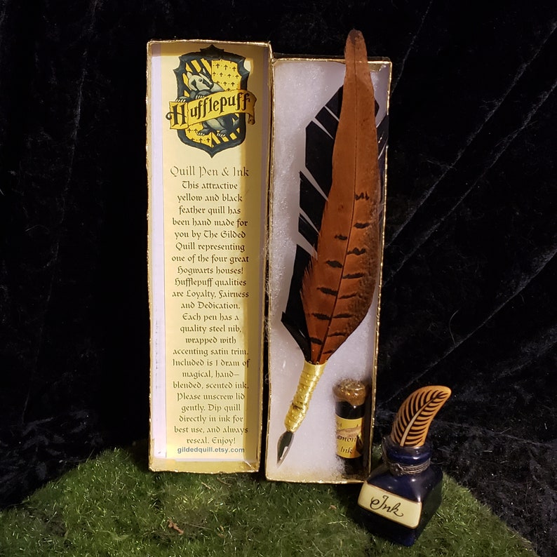 HUFFLEPUFF QUILL and INK Set Magic Pottermore Feather Pen Etsy