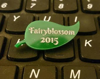 SALE Event PIN, Dross Discount Avail, for FAIRYBLOSSOM Festival 2015, Green Leaf Acryllic