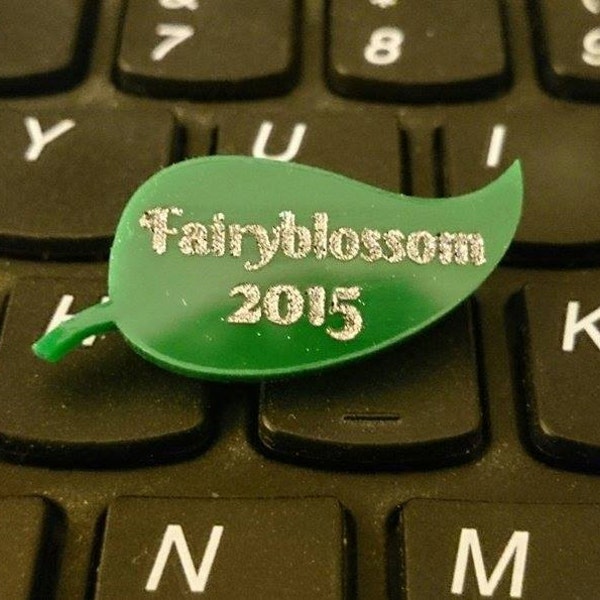 SALE Event PIN, Dross Discount Avail, for FAIRYBLOSSOM Festival 2015, Green Leaf Acryllic