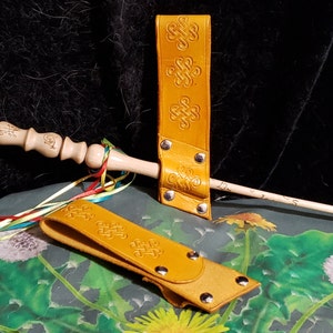 マジックワンド用ゴールドベルトホルスター、ハンドメイド、レザー、コスプレ、sca、ルネッサンス