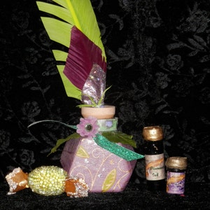 PURPLE and Lime QUILL and Ink POT with Your Choice of Ink,  Handmade