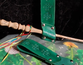 FUNDA de cinturón VERDE para varita mágica, hecho a mano, cuero, cosplay, sca, renacimiento