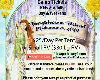 CAMPING FAiRYBLOSSOM Tix Midsummer Games, June 28-30, 2024, Fantasy LARP, Fairy, Pirate, Mermaid, Fantasy, Faire