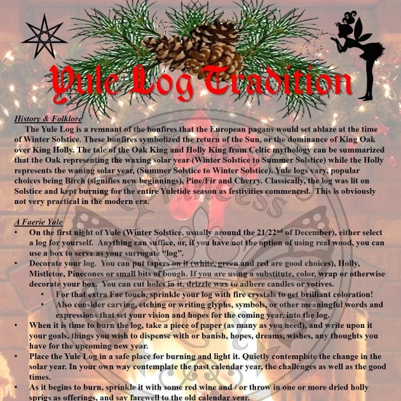 YULE Log Tradition Ritual, Instant Download, Magic Wand, Book Of.