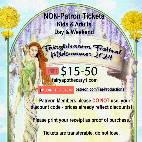 Non-Patron FAiRYBLOSSOM Tix Midsummer Games, June 28-30, 2024, Fantasy LARP, Fairy, Pirate, Mermaid, Fantasy, Faire