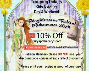 TROUPING FAiRYBLOSSOM Tix Midsummer Games, June 28-30, 2024, Fantasy LARP, Fairy, Pirate, Mermaid, Fantasy, Faire