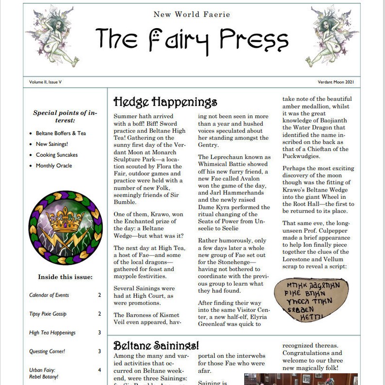 Newsletter No.9 THE FAIRY PRESS May 2021 Instant Download image 1