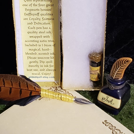 Hufflepuff Quill And Ink Set Magic Pottermore Feather Pen Dip Pen Wicca Pagan Fairy