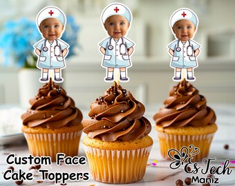 Personalized Nurse Face Cupcake Toppers: Custom Birthday Decor (Digital File)