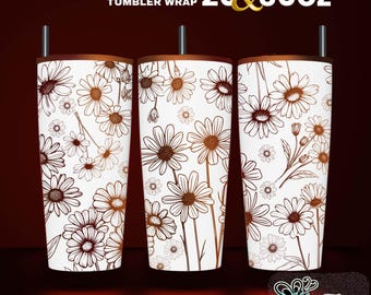 Design per bicchiere con incisione laser a forma di margherita: file SVG senza soluzione di continuità