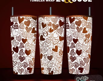 Love Doodle Tumbler Wrap SVG: Valentine Laser Engraved Design (20 & 30 oz)