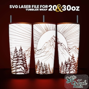 Mountain Tumbler Laser SVG: Seamless Wrap Design (20 & 30 oz) (Digital Download)