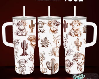 Highland Cow Tumbler Laser-bestand: 40 Oz Full Wrap SVG (digitale download)