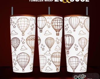 Hot Air Balloon Tumbler Wrap: Laser Engraved SVG File (20/30 oz)