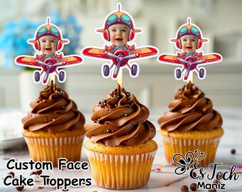 Pilot Face Cupcake Toppers: Personalized Birthday Decor (Digital Download)