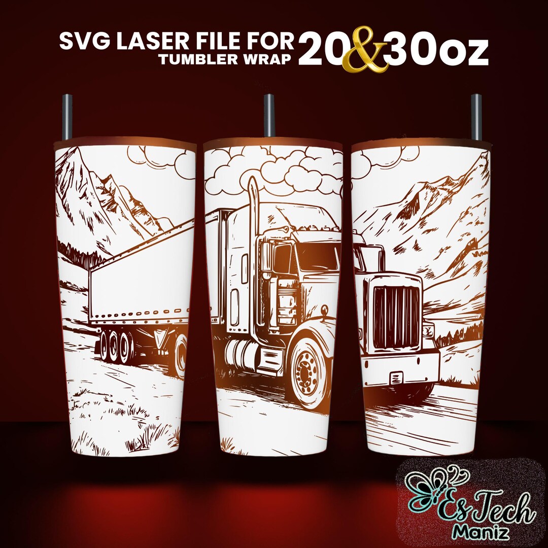 Truck Laser Engraved Tumbler Wrap Design: 20oz & 30oz SVG File - Etsy