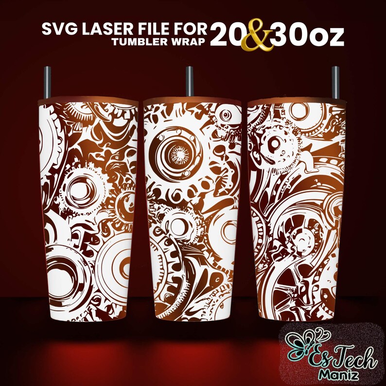 Gearhead Laser Engraved Full Wrap Design for 20 and 30 Tumbler ...