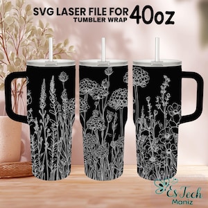 Wildflower 40oz Tumbler Laser Engraved SVG File: Seamless Wrap Design (Digital Download)